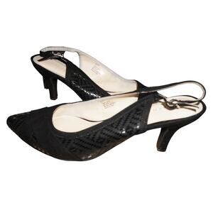 Karen Scott Ghyen Black Slingback Heels Size 10 Women’s Pointed Toe Kitten Pump